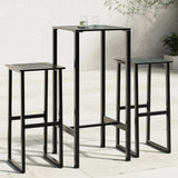 3 Piece Garden Bar Set Black Powder-coated Steel 3283750