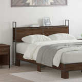Storage Headboard with Charging Station Brown oak 135 cm 859804