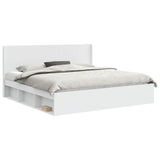 Bed Frame with Storage and Headboard White 200 x 200 cm 3413813
