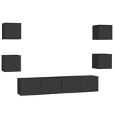 6 Piece TV Cabinet Set Black Engineered Wood 3078767