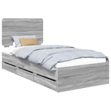 Bed Frame with Drawer Grey Sonoma 75 x 190 cm Engineer Wood 3412649