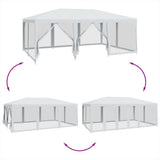 Party Tent with 10 Mesh Sidewalls White 6x4 m HDPE 4010066