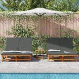 ZNTS Double Sun Lounger with Wheels and Cushion - Solid Acacia Wood 3325189