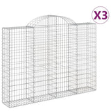 Arched Gabion Baskets 3 pcs 200x30x140/160 cm Galvanised Iron 3146153