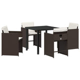 Garden Dining Set with Cushion 5 pcs Brown Poly Rattan 3379984