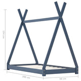 Kids Bed Frame Grey Solid Pine Wood 90x200 cm 283363