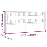 Bed Headboard Grey 205.5x4x100 cm Solid Wood Pine 818592