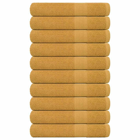 Towels 10 pcs Gold 100x200 cm 360 gsm 100% Cotton 136820