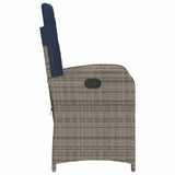 Reclining Garden Chairs 2 pcs with Cushions Grey Poly Rattan 365175