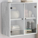 Wall Cabinet with Glass Doors Grey Sonoma 68x37x68.5 cm 836495