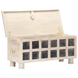 247670 Storage Box White 110x40x45 cm Solid Acacia Wood