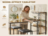 3 Piece Breakfast Bar Table and Stools Set, Rustic Brown T3398P554126