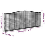 Arched Gabion Baskets 6 pcs 400x30x140/160 cm Galvanised Iron 3145856