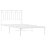 Metal Bed Frame without Mattress with Headboard White 100x190cm 373734