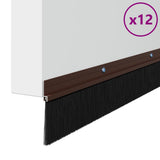 Screw-on Door Brush Seals 12 pcs Brown 100 cm Aluminium Alloy 42019447