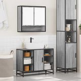 ZNTS 2 Piece Bathroom Furniture Set Grey Sonoma Engineered Wood 3300943