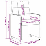 Dining Chairs with Wheels 2 pcs Light grey 58 x 65 x 94 cm 42017829