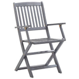Outdoor Chair Set of 6 Grey Solid Acacia wood Standard Foldable 3065519