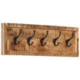 Wall-mounted Coat Rack with 5 Hooks Solid Wood Mango 358955