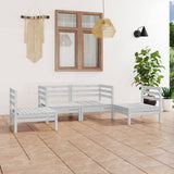 4 Piece Garden Lounge Set White Solid Pinewood 3082523