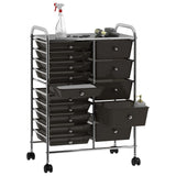 XXL 15-Drawer Mobile Storage Trolley Black Plastic 320407