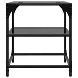 Coffee Tables with Black Glass Top 2 pcs 40x40x45 cm Steel 846005