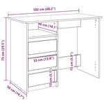 ZNTS Desk White 102x50x75 cm Engineered Wood 860463