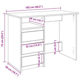 ZNTS Desk White 102x50x75 cm Engineered Wood 860463