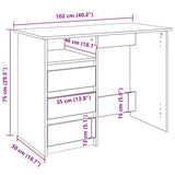 Desk White 102x50x75 cm Engineered Wood 860463