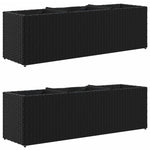 ZNTS Garden Planters with 3 Pots 2 pcs Black 105x30x32 cm Poly Rattan 3210522