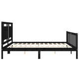 Bed Frame without Mattress Black 200x200 cm Solid Wood Pine 3192190
