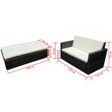 Patio Furniture Black PE Rattan, Powder-Coated Steel, 100% Polyester 42834