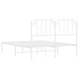 Metal Bed Frame without Mattress with Headboard White 135x190cm 373935
