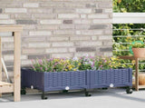 Garden Planter with Wheels Blue Grey 80 x 40 x 33 cm PP 3422956