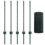 Fence with Posts Green 0.8 x 10 m Steel 3335998