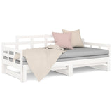 Pull-out Day Bed without Mattress White Solid Wood Pine 2x cm 820348
