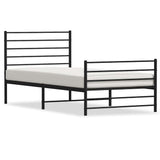 Metal Bed Frame without Mattress with Footboard Black 100x200cm 352332