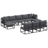 Garden Sofa Set with Cushion 11 pcs Black Aluminium 3378911