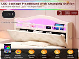 3ft Single Upholstered Velvet Bed Frame, LED Bed Frame with Charging Station & Diamond Tufted N652P399022B