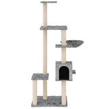 Cat Tree with Sisal Scratching Posts Light Grey 142 cm 171592