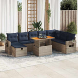 9 Piece Garden Sofa Set with Cushions Grey Poly Rattan Acacia 3328048