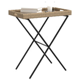 Folding Tray Table Beige 65x40x75 cm Poly Rattan 365130