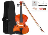 GV100 4/4 Acoustic Violin Case Bow Rosin Strings Tuner Shoulder Rest Natural 11662510