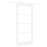 Sliding Door ORKDAL White 93 x 202 cm Solid Pine Wood and Glass 3332064