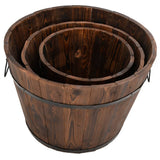 3 Piece Wooden Bucket Planter Set Solid Wood Fir 363361
