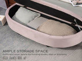 Semi-Circle Ottoman Storage Bench, Bed End Bench, Tufted Upholstered Window Seat Footrest Stool with T3398P344709