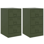 ZNTS Bedside Cabinets 2 pcs Olive Green 34.5x39x62 cm Steel 841784