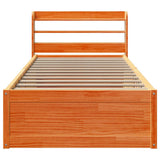 Bed Frame with Headboard Wax Brown 100x200 cm Solid Wood Pine 3307091