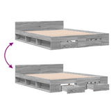 Bed Frame with Drawers without Mattress Grey Sonoma 160x200 cm 3280739