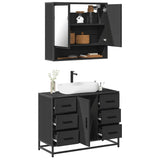 ZNTS 2 Piece Bathroom Furniture Set Black Engineered Wood 3300930